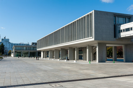 Hiroshima, Japan - Jan 1, 2020. Exterior of the Hiroshima Hiroshima Peace Memorial Museum.のeditorial素材