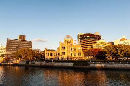 Hiroshima, Japan - Jan 1, 2020. Exterior shot of the Atomic Bomb dome in Hiroshima.のeditorial素材