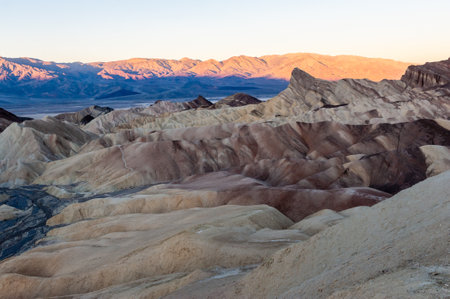 An early morning sunrise at Zabriskie Point, Death Valley, in late December.の写真素材