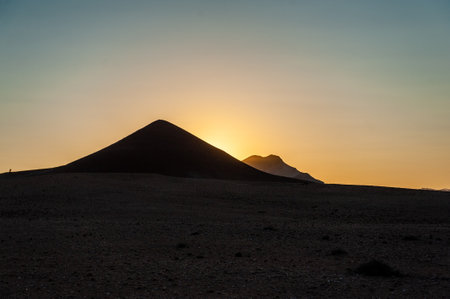 Impression of a sunrise in the Namibian Desert near the Cha-re area in Central Namibia.の写真素材