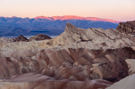 An early morning sunrise at Zabriskie Point, Death Valley, in late December.の写真素材