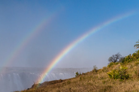Closeup of the Victoria falls, on the Zimbabwe Zambia Border.の写真素材