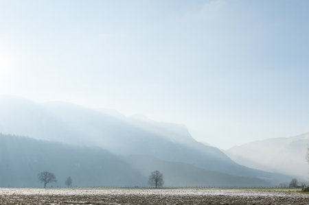 A winter landscape in the French savoy area, near the town of Entre-deux-guiers.の写真素材