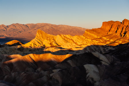 An early morning sunrise at Zabriskie Point, Death Valley, in late December.の写真素材