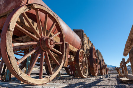 The Harmony Borax are ancient remnants of old mining efforts in Death Valley, California.の写真素材