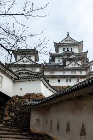 Himeji, Japan - January 6, 2020. Exterior of the famous Himeji castle. This is one of the few Japanese castles that was still built in the traditional way.のeditorial素材