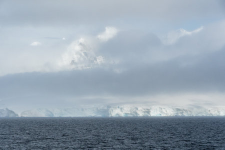 Icebergs and Glaciers align the coast of the Antarctic peninsula, and its many islands. Image taken near Brabant islandの写真素材