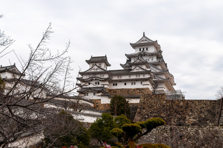 Himeji, Japan - January 6, 2020. Exterior of the famous Himeji castle. This is one of the few Japanese castles that was still built in the traditional way.のeditorial素材