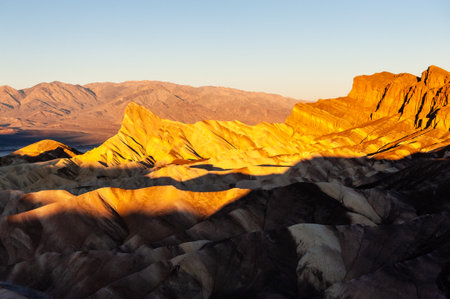An early morning sunrise at Zabriskie Point, Death Valley, in late December.の写真素材