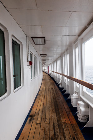 View of the gangway of an antarctic exploration vessel.の写真素材