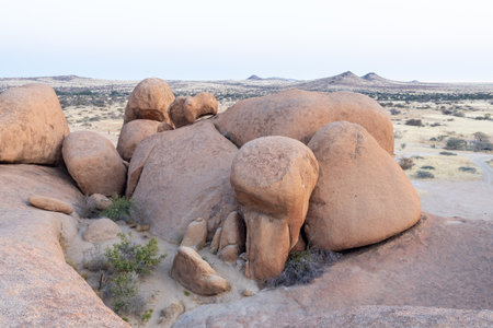 Sunset near Spitzkoppe, a famous granite peak in the center of namibia.
