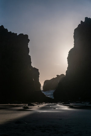 Late afternoon at Pfeiffer beach, california, as the sun is setting.