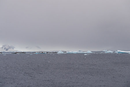 Icebergs and Glaciers align the coast of the Antarctic peninsula, and its many islands. Image taken near the fish Islandsの写真素材