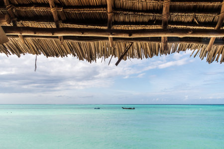 Outdoor shot of the coastline of northern zanzibar. Zanzibar, and in particular its coast is a popular tourist destination.の写真素材