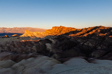 An early morning sunrise at Zabriskie Point, Death Valley, in late December.の写真素材