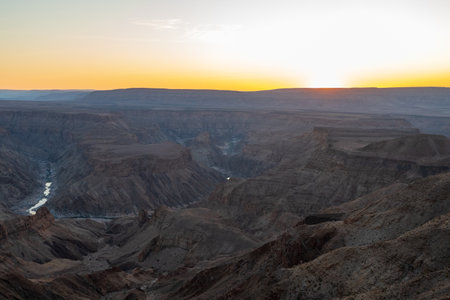 Landscape shot of the sunset over the canyon in Southern Namibia.の写真素材