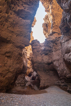 Impression of the interior of the sesriem canyon in the Namibian sossusvlei.の写真素材