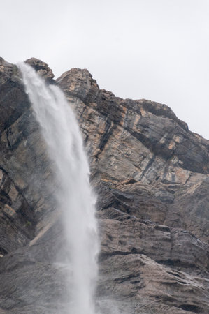 Exterior of the famous Gavarnie falls in the southern french Pyrenees.の写真素材
