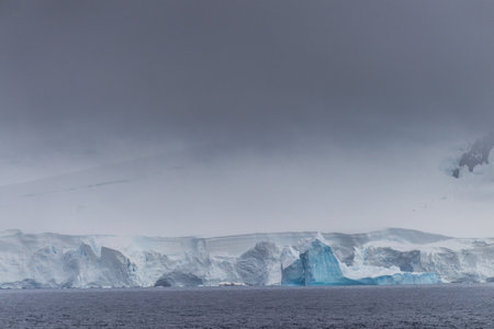 Icebergs and Glaciers align the coast of the Antarctic peninsula, and its many islands. Image taken near Brabant islandの写真素材