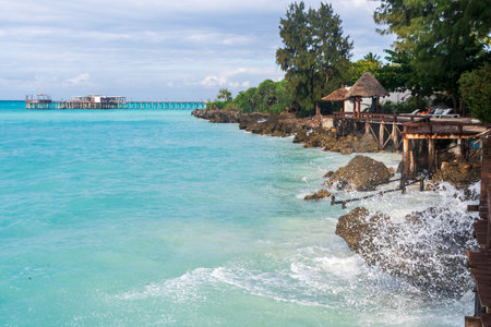 Outdoor shot of the coastline of northern zanzibar. Zanzibar, and in particular its coast is a popular tourist destination.の写真素材