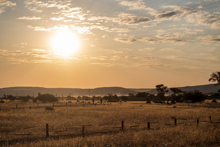 Impression of the Sunset, from a campground in Sesriem, Namibia, gateway to the Sossusvlei.の写真素材