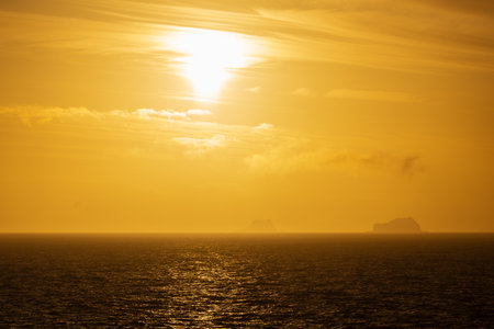 Impression of a beautiful sunset over the Bransfield strait in Antarcticaの写真素材