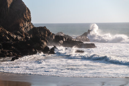 Late afternoon at Pfeiffer beach, california, as the sun is setting.