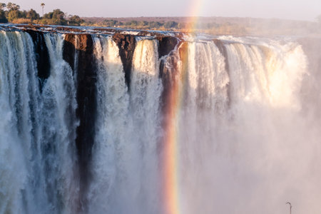 Close-up of the mighty victoria falls in Zimbabweの写真素材