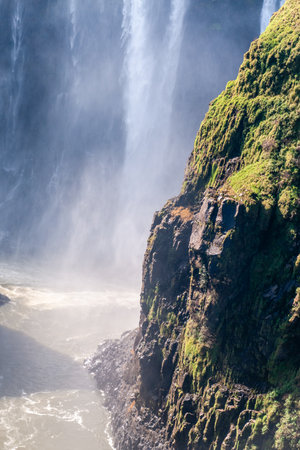 Close-up of the mighty victoria falls in Zimbabweの写真素材