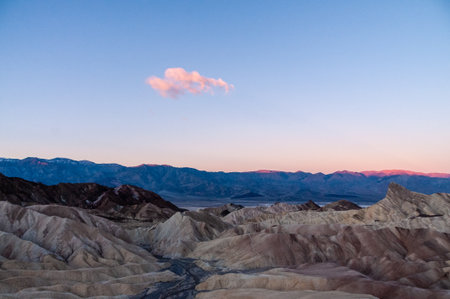 An early morning sunrise at Zabriskie Point, Death Valley, in late December.の写真素材