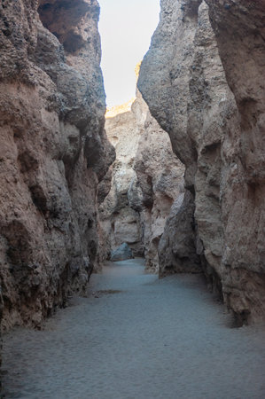 Landscape shot from within sesriem canyon, Namibia, around sunset.の写真素材