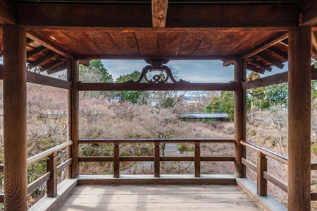 Kyoto, Japan - December 29, 2019. Exterior of the Senqukukan Canyon and Tsutenkyo bridge in Kyotoのeditorial素材