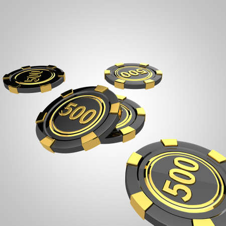 Betting chips on white backgroundの写真素材
