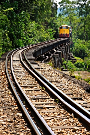 Rail travel in Kanchanaburi province is called の写真素材