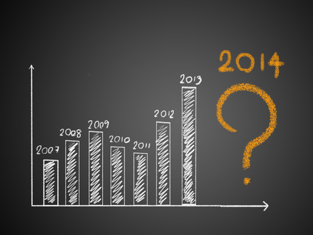 business hand writing question about 2014 on graph の写真素材