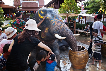 AYUTTAYA, THAILAND - APRIL 15  Songkran Festival is celebrated in a traditional New Yearのeditorial素材