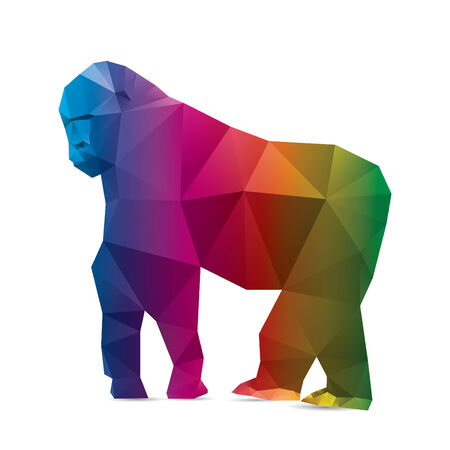 Gorilla triangle low polygon style. Good use for symbol, sticker design, website icon, avatar, or any design you want. Easy to use.のイラスト素材