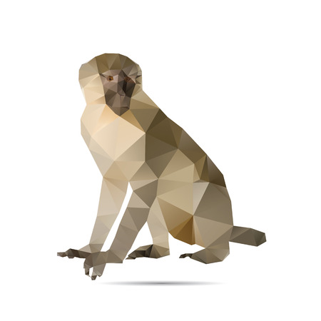 Illustration of origami brown monkeyのイラスト素材