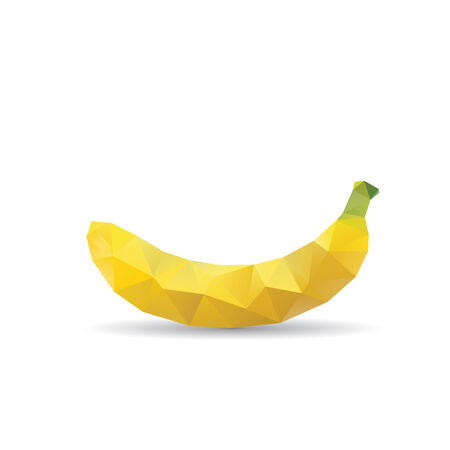 Geometric polygonal fruit, triangles, banana, vector illustrationのイラスト素材