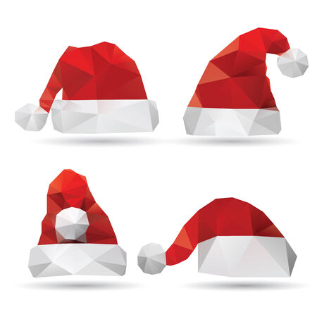 Santa Claus hat isolated on a white backgrounds, vector illustrationのイラスト素材