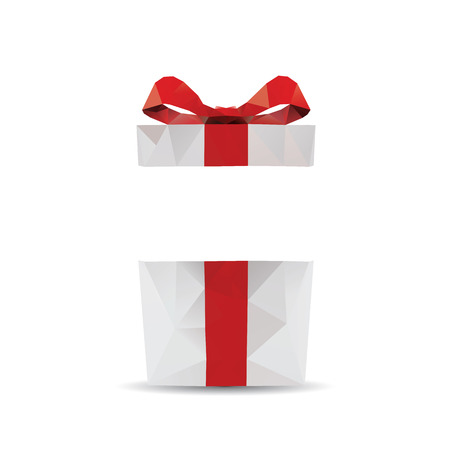 Vector polygonal red gift boxes seamless pattern, design for card or presentのイラスト素材