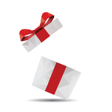 Vector polygonal red gift boxes seamless pattern, design for card or presentのイラスト素材