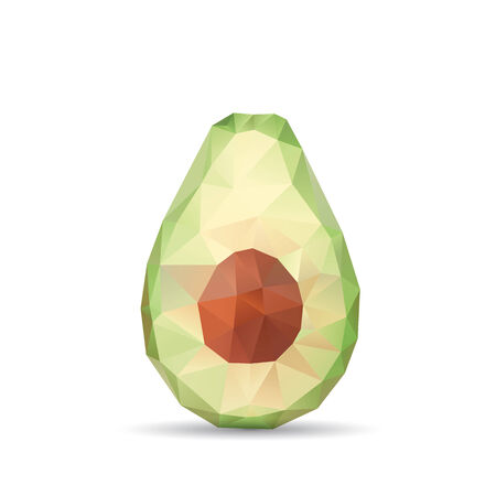 Illustration of geometric polygonal avocado isolated on white backgroundのイラスト素材
