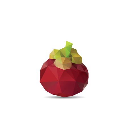 Polygonal fruit - mangosteen. Vector illustrationのイラスト素材