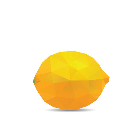 Lemon. Set of polygonal origami triangle fruits . Origami style. Polygonal fruit. Vector illustrationのイラスト素材