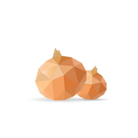 Polygonal vegetables - onion. Vector illustrationのイラスト素材