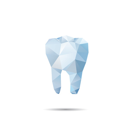 Polygonal blue vector tooth. Abstract illustrationのイラスト素材
