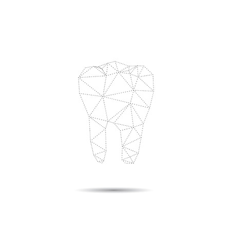 Polygonal blue vector tooth. Abstract illustrationのイラスト素材