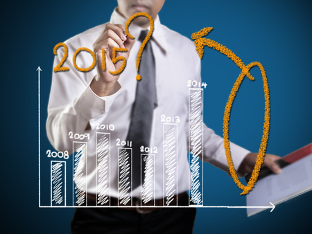 business hand writing question about 2015 on graphの写真素材