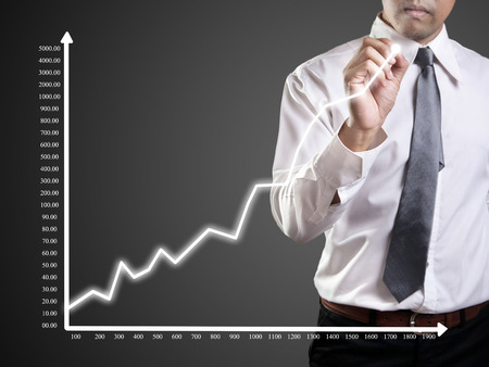 Business man hand drawing a graphの写真素材